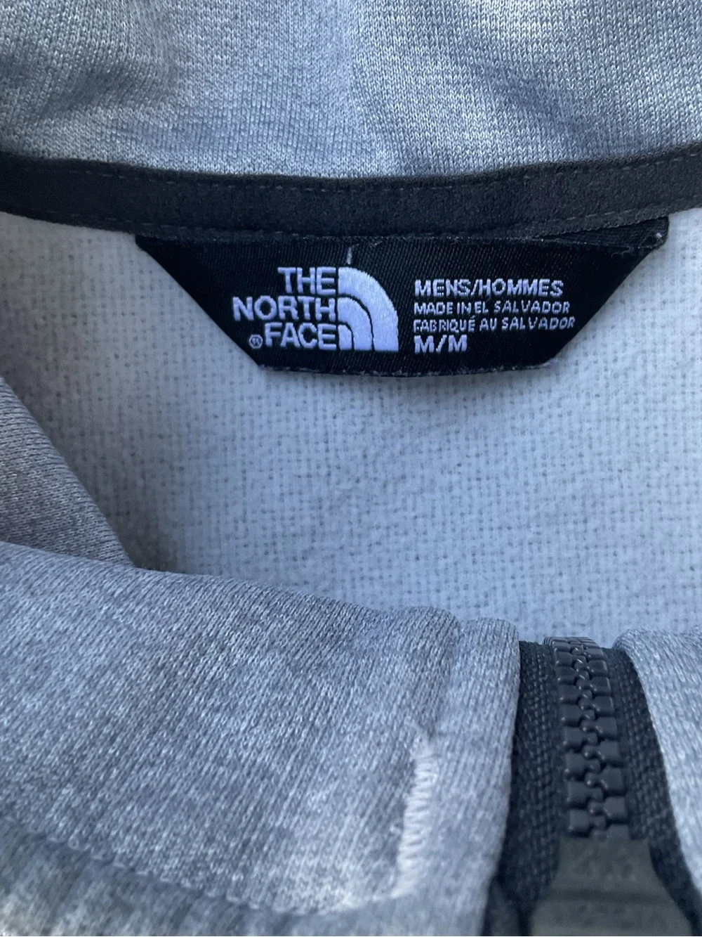 The North Face Light Gray Quarter-Zip Pullover with Black Trim